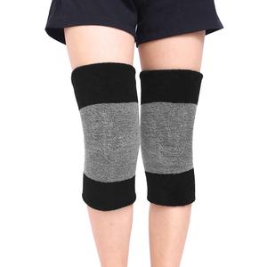 FakeFace Men Women Thicken Thermal Knee Braces Leg Warmers Winter Breathable Knee Pads Leg Sleeves for Ski Cycling Dance (Black&grey)