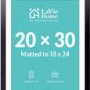 20x30 Picture Frame Black Poster Frame,Display Pictures 18x24 with Mat or 20x30 Without Mat, Stable and Sturdy Frame and Polished Plexiglass, Horizontal and Vertical Format of The Walls