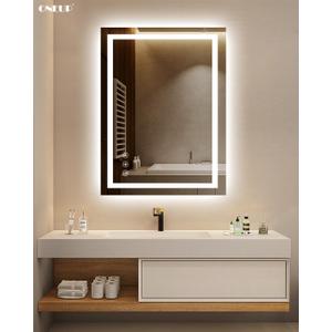 oneup 24x32'' LED Bathroom Mirror,Lighted Bathroom Mirror with Lights,Dimmable 3 Colors Temperature,Anti-Fog,Modern Vanity Mirrors for Wall,Touch Screen,Memory, Shatterproof