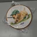 QZQE Golden Retriever Golf Nursery Round Wall Art Decor Framed, Golden Retriever Gifts Circle Canvas Prints, Dog Sports Circular Wall Hanging Decor for Sport Room Kids Nursery Bedroom, 10x10 Inch (Colour 01)
