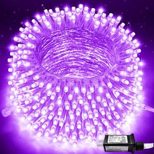 JMEXSUSS 91.5ft 250 LED Purple String Lights Indoor, Connectable 8 Modes Purple Christmas Lights Outdoor Waterproof, Plug-in Clear Wire Christmas String Light for Xmas Bedroom Party Tree Decorations
