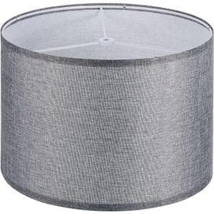 PATIKIL Drum Lamp Shades, 13"x13"x9" Linen Round Lamp Shade for Table Lamps Easy Assembly Lampshade for Table Lamps Floor Lamps Bedside, Gray