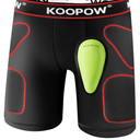 KOOPOW Youth Boys Padded Sliding Shorts Slider Pads with Soft Protective Athletic Cup for Baseball, Football, Lacrosse (X-Small, Black And Red )
