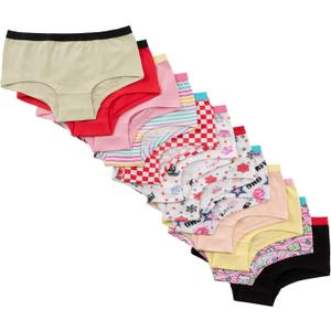 Alyce Intimates Girls Panties, Assorted Solids & Prints Pack of 12, Size 16