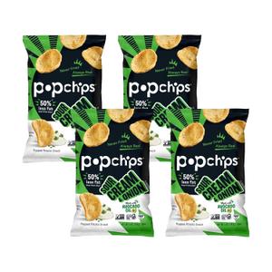 Popchips Potato Chips, Sour Cream & Onion, 4ct 5.0oz Share Bags, Low-Calorie and Gluten Free, Salty Snacks for Adults and Children, Kosher Snack, 130 Calories Per Serving (EXP 01/01/27)