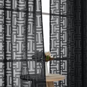 OWENIE Black Sheer Curtains 72 Inches Long 2 Panels Set, Lightweight Solid Clip Jacquard Geometric Door Curtain Semi Sheer, Dual Rod Pocket Curtains Drapes for Bedroom Living Room, 42Wx72L Inch