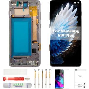 TFT for Samsung S10 Plus Screen Replacement for Samsung S10 Plus Display for Samsung Galaxy S10 Plus LCD Touch Digitizer Screen Replacement with Frame Black SM-G975 (Without Fingerprint Function)