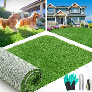 Synthetic Artificial Turf Roll, Artificial Grass for Dog Potty with Drainage Holes, Fake Grass Rug for Garden Landscape Balcony Patio Backyard Decoration, 4 Feet x 6 Feet