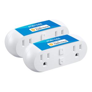 Meross WiFi Dual Smart Plug 15A Smart Outlet Supports Apple HomeKit, Siri, Alexa, Echo and SmartThings, 2 in1, Voice & Remote Control, Timer, No Hub Required, 2.4G, 2 Pack