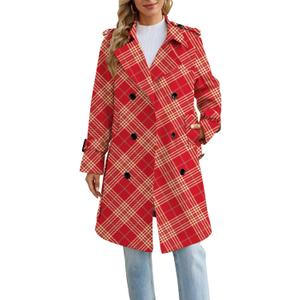 Joe Wenko Women's Waterproof Trench Coat Double Breasted Lapel Rain Coats for Women With Beltm Large, Red Yellow