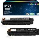 312A 312X Black High-Capacity Toner Cartridge Replacement for HP 312A CF380A CF380X for Laserjet Pro MFP M476dn M476dw M476nw Printer Ink (2 Pack)