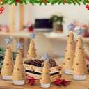 Yookeer 6 Pcs Christmas Yarn Trees Mini Tree Table Decorations with Star and Mini Bell Christmas Tabletop Decor Tree Xmas Cone Trees for Xmas Holiday Table Centerpiece Farmhouse Winter Fireplace Decor