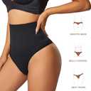 Dulchany Thong Shapewear Tummy Control Underwear for Women Seamless Body Shaper Panties (Black, M)