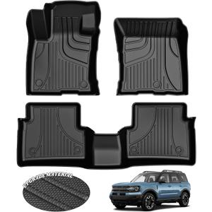 AOMSAZTO Floor Mats for Ford Bronco Sport 2021 2022 2023 2024 2025 2026-1st & 2nd Row All Weather Protection Car Floor Liners Waterproof Mats
