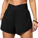 Blooming Jelly Women's Workout Shorts Athletic Running Shorts Crossover High Waisted Gym Shorts with Zipper Pockets XL