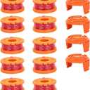 14 Pieces High Performance Replacement for Worx 20V Brushcutter | Thread Ø 1.65 mm, Length 3 m, Universal Spool for Brush Cutter (10 Spools + 4 Caps)