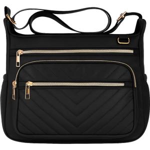 Crossbody Purse for Women Travel, Large RFID Anti-Theft Shoulder Crossbody Bag With Multiple Pockets for Daily Or Work (Medium, Black)