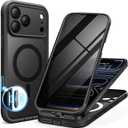 BERFY for iPhone 17 Pro Max Case, Compatible with MagSafe, Built-in Privacy Screen Protector and Camera Protection, Anti-Spy Full Body Shockproof Translucent Matte Phone Case for 17 Pro Max 6.9",Black