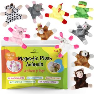 Fun and Educational Animal Fridge Magnets for Kids -Soft Plush Magnetic Animal Characters for Learning and Play, Fridge Toys for Toddlers 1-3, Board Magnets, Locker Buddies