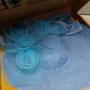 Dressfan Wide Brim Fascinator Derby Hats for Women,20s Detachable Flower Hat with Headband for Derby Church Wedding Tea Party (Blue)