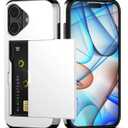 Nvollnoe Compatible with iPhone 17 Case with Card Holder Dual Layer Heavy Duty Protective Shockproof Hidden Card Slot Slim Wallet Phone Case for Women&Men 6.3 inch(White)