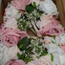 Wedding Bridesmaid Bouquets Set of 6, Artificial Silk Flowers Arrangement for Ceremony Marriage Proposal Party Anniversary Decorations - Dusty Pink & White