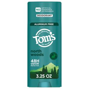 Toms of Maine North Woods Antiperspirant for Men and Women, No Artificial Fragrances, Dyes, or Preservatives, Baking Soda Free, 48-Hour Odor and Sweat Protection, 3.25 oz (1 Pack)