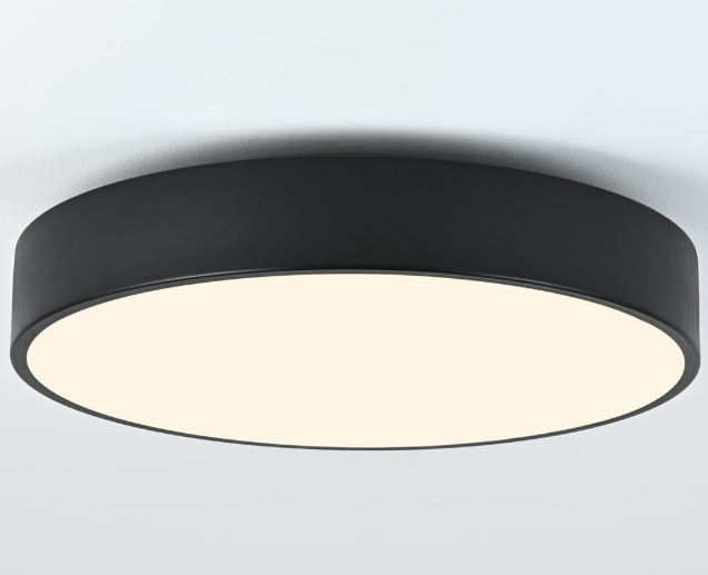 Modern Black Flush Mount Ceiling Light, 3-Lights Round Ceiling Light, Minimalistic Ceiling Lamp Acrylic Shade Lighting Fixture for Bedroom Laundry Room Bathroom Hallway(15.8 Inch)