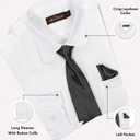 Alberto Danelli Boys Dress Shirt with Matching Tie and Handkerchief, Long Sleeve Button Down, Pocket (White, M)