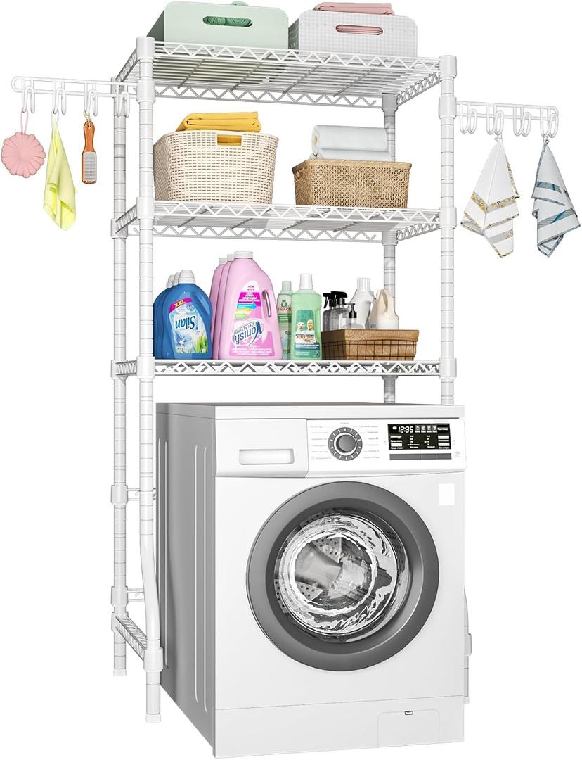 Ulif U8 Laundry Room Storage Organizer, Over The Washer and Dryer Storage Shelves for Laundry Organization, 35W x 17.3D x 76.2H, Suit Washing Machine Width Within 32.6, Hold 304 lb, White
