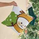 Soft Christmas Tufted Cute throw pillow coverSnowflake Geometric Aesthetic Embroidered pillowcaseStylish Holiday Snowman with Scarf & Hat Cushion Cases for Couch Sofa Bedroom Living Room,1PC