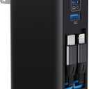 120W USB C Charger Block with 2 Built-in Retractable Cables, 4-in-1 GaN IV Foldable Plug Wall Charger Fast Charging Station, PD 65W Laptop Adapter for MacBook/ iPad, iPhone 16/ 15/ 14, Android (Black)