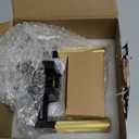 KNOBWELL 1 Pack Gold and Black Door Handle Square Doorknob with Lever Interior Door Lever for Bed and Bath (Push Button)