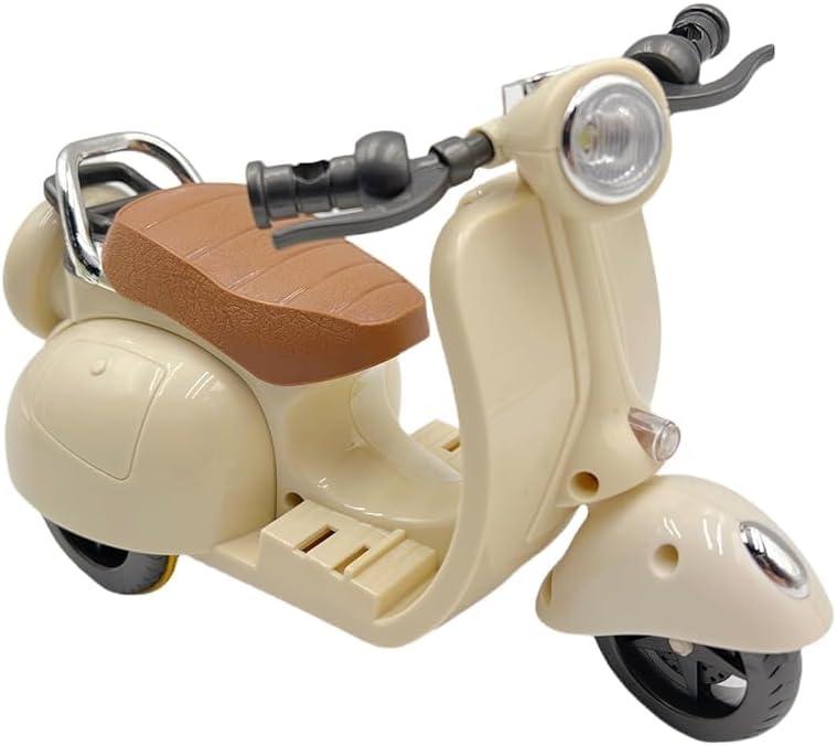 Scooter for Dolls Accessories, Cute Light-Up and Musical Seat with 360 Rotation, Cute Motorcycle for Dolls Perfect for Doll Collectors (White)