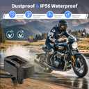 Motorcycle USB Charger, 3-in-1 Fast Charging with USB-A & USB-C + Retractable Type-C Cable, 12–24V Waterproof IP56, LED Voltmeter, Handlebar & Mirror Mount for Motorbike ATV
