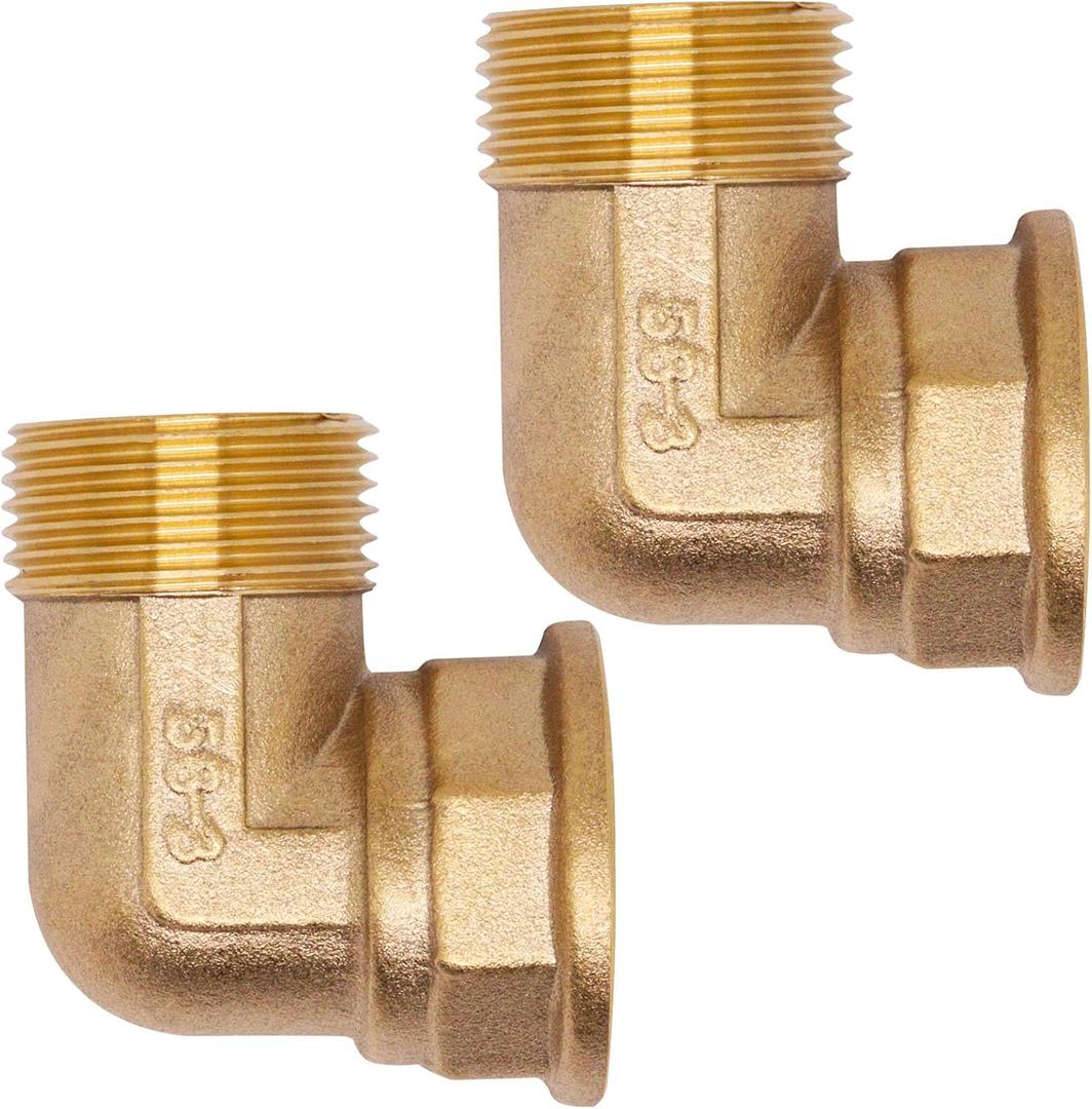2pcs Brass Pipe Fitting 90 Degree Elbow 1" NPT Male to 1" NPT Female Pipe Fittings