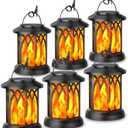 KOOPER 6 Pack Solar Lantern Outdoor Lights, Upgraded Flickering Flame Solar Lanterns Outdoor Waterproof, Auto ON/Off Lanterns Decorative Outdoor, Hanging Lantern for Yard Patio Lawn Table Garden Decor