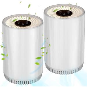 2 Pack Vhoiu Air Purifiers for Home Bedroom up to 690ft, Quiet Air Purifier With Night Light, Whole House Has Fresh Air, H13 True HEPA Air Cleaner For Office, Dorm, Apartment, Kitchen KJ80 (White)