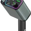 3 in 1 Retractable Car Charger Adapter & FM Transmitter Bluetooth Mp3 Player- Max 65W + 18W with 2 PD Fast Charging,2 Retractable Cables & USB-A Music Playback for iPhone,iPad,Samsung,Pixel