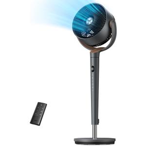 Dreo Fan for Bedroom, 120 Oscillating Standing Fans, Quiet Floor Fan with DC Motor, 100ft Pedestal Fans for Room, 9 Speeds, 4 modes, 20dB, 120 Manual Vertical, 37-42" Adjustable Height, 9H Timer (Grey)