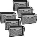 Gawerk 6 Pack Wall File Organizer, Mesh Wall File Pocket Mail Organizer Hanging Metal Vertical Wall Mounted File Holder for Office/Home