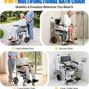 Heavy-Duty Rolling Shower Chair with 10" Solid Wheels for Elderly