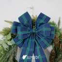 AIMUDI Christmas Tree Bows 10×20'' Navy Blue Green Plaid Bows for Gift Wrapping Wreath Bows with Wire Edge Premade Gift Bows for Craft Present Fireplace Holiday Christmas Decorations, 2 PCs