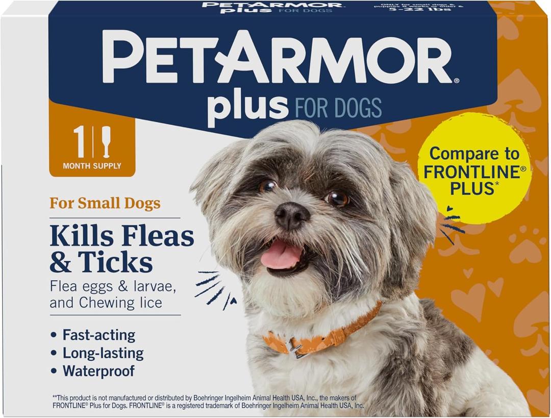 PetArmor Plus Flea and Tick Prevention for Dogs, Dog Flea and Tick Treatment, 1 Dose, Waterproof Topical, Fast Acting, Small Dogs (5-22 lbs)