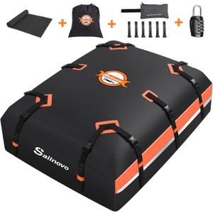 Sailnovo Car Rooftop Cargo Carrier 21 Cubic Feet, Waterproof 1000D PVC Car Roof Bag with Anti-Slip Mat, Combination Lock, Storage Bag, Door Hooks & Tie-Down Strap fit Vehicle with/Without Luggage Rack