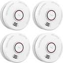 LSHOME 4 Pack Smoke Detector Fire Alarms 9V Battery Operated Photoelectric Sensor Smoke Alarms Easy to Install with Light Sound Warning, Test Button,9V Battery Included Fire Safety for Home