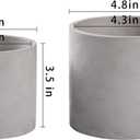 Ekirlin Planters for Indoor Plants, 3.5/4 Inch Plant Pots with Drainage Holes, Removable Rubber Stopper, Non-Slip Soft Pad - Grey Cement Concrete Planter for Most Indoor Outdoor Plants and Flowers