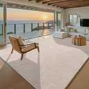U'Artlines 9x12ft Washable Area Rug for Living Room, Neutral Beige Modern High-Low Pile Rug for Bedroom, Non Slip Soft Cozy Fluffy Large Floor Carpet for Dining Area, Kids Nursery Room