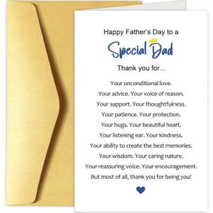 4 x Chenive Happy Father's Day Card for Special Dad, Father's Day Thank You Card from Son Daughter, Thankful Fathers Day Gift from Kid, Poem Fathers Day Cards for Daddy