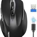 TECKNET Wireless Mouse Rechargeable, 2.4G USBA Silent Mouse, Quiet Click, 6 Adjustable 4800 DPI, Cordless Computer Mice, Ergonomic Mice for Laptop, 6 Buttons for Chromebook, Ergo Grip - Black